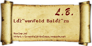 Lövenfeld Balázs névjegykártya